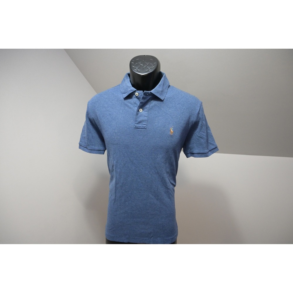 Polo Ralph Lauren Polo Shirt Mens Medium Blue Pima Soft Touch Short Sleeve EX